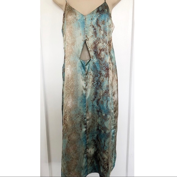 Catherine Gee Turquosie Snake Print Silk Dress - Picture 1 of 7